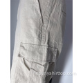 Pantalones de trabajo de bolsillo múltiples de lino 100% de lino